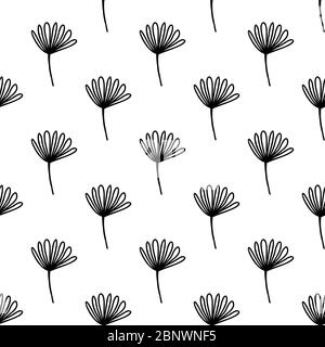 Nahtloses Muster aus Doodle Kamille Blumen. Isoliert auf weißem Hintergrund. Vektorgrafik. Stock Vektor