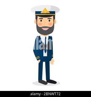 Beruf des Menschen. Sea Captain Vektor-Zeichen auf weißem Hintergrund Stock Vektor
