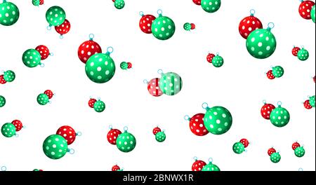 Weihnachtslichter Muster, nahtlose Weihnachtskugeln auf weißem Hintergrund, Muster für Textildruck entwickelt. Stockfoto