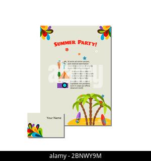 Sommer Party Werbeeinladungen mit Palmen. Vektorgrafik Stock Vektor