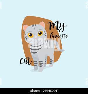 Lustige Katze mit Zitat meine Lieblings-Katze Vektor-Illustration Stock Vektor