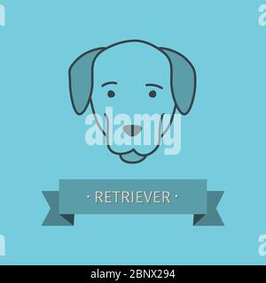 Retriever Breed Hund für Logo-Design. Vektorfarbener handgezeichneter Hundehopf Stock Vektor