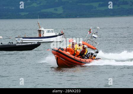 Beaumaris Atlantic 85 Klasse Rettungsboot auf Anglesey zeigt seine Geschwindigkeit und Agilität am Rettungsboot Tag 2 Juni 2018 Stockfoto