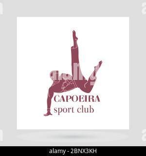 Design-Präsentation des Sportclub-Logos. Capoeira Mann Symbol auf weiß. Vektorgrafik Stock Vektor