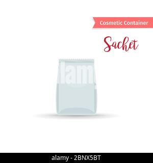 Kosmetikbehälter. Realistisches weißes Sachet mit kosmetischer Produkt-Vektor-Illustration Stock Vektor
