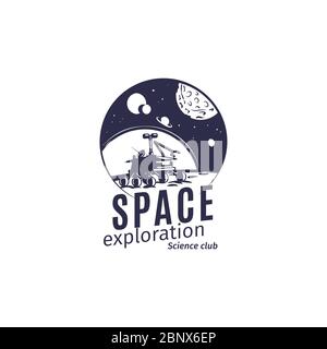 Science Club Logo im Retro-Stil Vektor-Illustration Stock Vektor