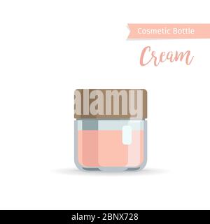 Kosmetik Flasche Produkt mit Hand gezeichnete Inschrift Creme. Vektorgrafik Stock Vektor