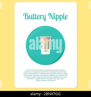 Buttery Nipple Cocktail-Menüartikel oder Aufkleber. Party trinken im Kreis Symbol Vektor-Illustration Stock Vektor