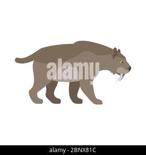 Prähistorische Karikatur alte Säugetier Tier Säbel Tiger Vektor-Illustration Stock Vektor