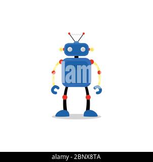 Blaues Robotikon, isoliert auf weißem Hintergrund. Vektorgrafik Stock Vektor
