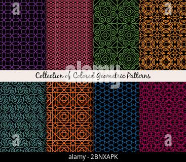 Set von farbigen Mandala Stil ethnischen Mustern. Ector Illustration Stock Vektor