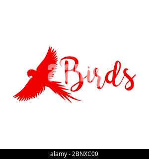 Rotes Logo-Design mit fliegender Adler Vogel Silhouette, isoliert auf weiß. Vektorgrafik Stock Vektor