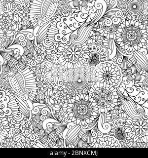 Dekorativer geometrischer Hintergrund aus Blumen und Kaleidoskop-Mustern auf Weiß Stock Vektor