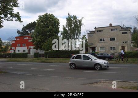 Die 1922 ersichtete und unter Denkmalschutz stehende Wohnsiedlung Siedlung Neu-Jerusalem im Ortsteil Staaken an der Heerstraße in Berlin-Spandau. Stockfoto