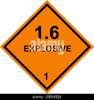 Schild für explosive gefährliche Vorsicht. Gefahrgutplakate Klasse 1. Schwarz auf orangefarbenem Hintergrund. Stock Vektor