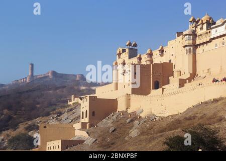 Beeindruckend in der Nähe von Jaipur Amber Fort Stockfoto