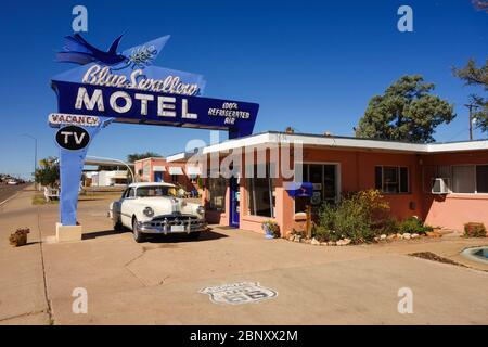 Restauriertes Blue Swallow Motel an der Route 66 in Tucumcari, New Mexico Stockfoto