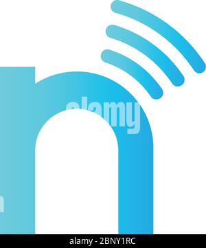 Buchstabe n, Abbildung des Logos für Wireless-Verbindungen Stock Vektor