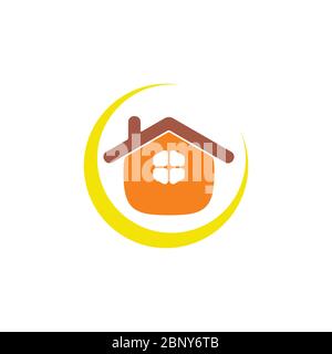 Nette Kurven Hause Cartoon Logo Symbol Vektor Stock Vektor