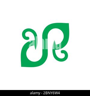 Abstraktes Logo mit DP-Blattform-Kurven Stock Vektor