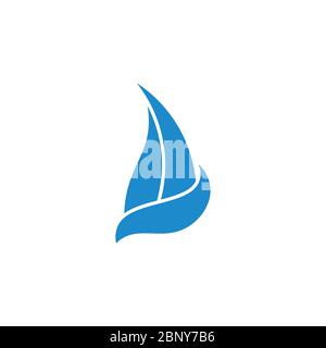 Segelboot blaue Wellen Bewegung Design Symbol Logo Vektor Stock Vektor