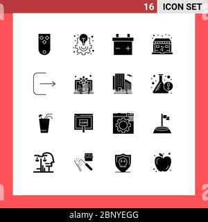 Set von 16 modernen UI-Symbole Symbole Zeichen für ...