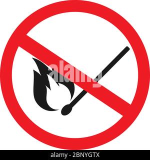 Zeichen für keine Übereinstimmungen. Schutz nicht erlaubt Feuer. Perfekt für Hintergründe, Hintergrund, Banner, Aufkleber, Etikett, Zeichen, Symbol, Poster und Tapeten. Stock Vektor