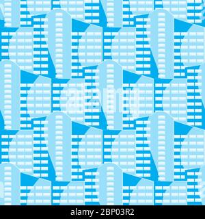 Nahtlose abstrakte Muster der blauen Wolkenkratzer. Vektorbild Stock Vektor