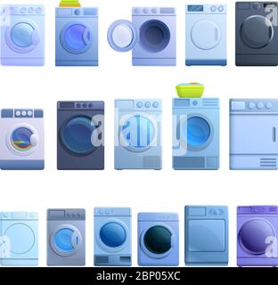 Symbole für Wäschetrockner. Cartoon Satz von Wäschetrockner Vektor-Symbole für Web-Design Stock Vektor