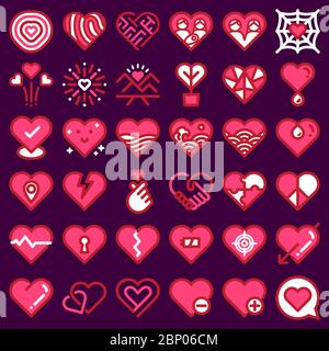Liebe Symbole Vektor. Herz Form flache Linie Art. 48 Pixel. Stock Vektor