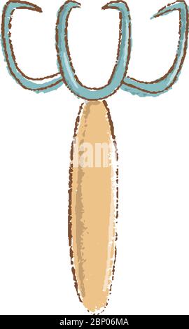 Gartengabel, Trowel der Mörtel auf weißem Hintergrund handgezeichnete Gartengeräte, Frühjahr Hobby, Stock Vektor