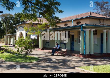 Historischer Bahnhof in Victoria Falls, Simbabwe Stockfoto