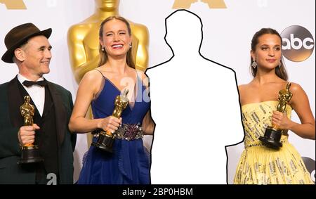 Kannst du den verschwundenen Prominenten aus diesem Bild der OSCAR-Gewinner mit ihren Auszeichnungen von 2016 nennen? Hier ist ein Hinweis - Er spielte den berüchtigten Jordan Belfort in Martin Scorseses 2013 Hit Film "der Wolf der Wall Street". ANTWORT: Leonardo DiCaprio 88. Jährliche Oscar-Verleihung im Loews Hollywood Hotel - Ankunft mit: Mark Rylance, Brie Larson, Leonardo DiCaprio, Alicia Vikander wo: Los Angeles, California, United States Wann: 28 Feb 2016 Quelle: Brian To/WENN.com mit: Mark Rylance, Brie Larson, Leonardo DiCaprio, Alicia Vikander wo: Los Angeles, Kalifornien, Usa Whe Stockfoto