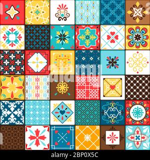 Vektorgrafik Keramikfliesen. Muster im orientalischen Stil mit Vintage-Motiv Stock Vektor