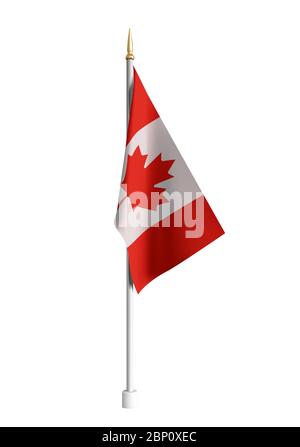 Vektor realistische Kanada Flagge. 3D winkende Flagge Textil. Vorlage für Produkte, Werbung, Banner, Prospekte, Zertifikate und Postkarten. Illustration Stock Vektor