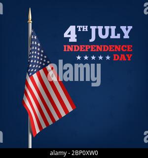 Frohes 4. Juli USA Independence Day. Winkende Flagge der usa. 3D Werbung Textil Vektor Fahnen. Hintergrund des vierten Juli. Vektor Stock Vektor