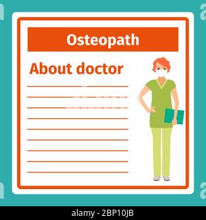 Medizinische Fachnotizen über Osteopath Vorlage. Vektorgrafik Stock Vektor