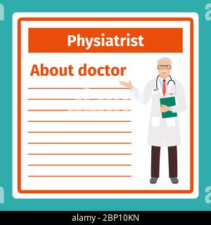 Medizinische professionelle Hinweise über Physiatrie Vorlage. Vektorgrafik Stock Vektor