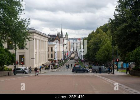 Straße zum Königlichen Palast von Oslo, Norwegen. August 2019 Stockfoto