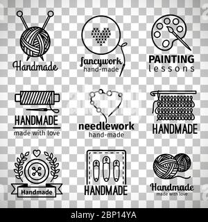 Handgefertigte Linie Symbole, handgemachte Werkstatt dünne Linie Logo auf transparentem Hintergrund isoliert gesetzt Stock Vektor