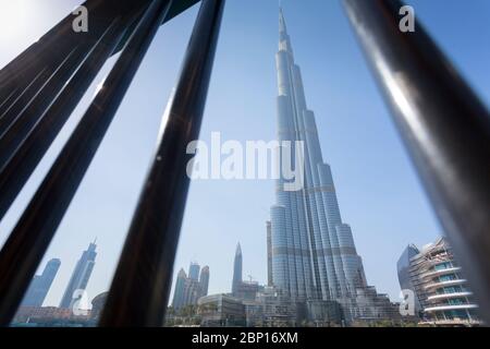 Der Burj Khalifa vom Palast in der Innenstadt, Dubai, Vereinigte Arabische Emirate, Naher Osten Stockfoto