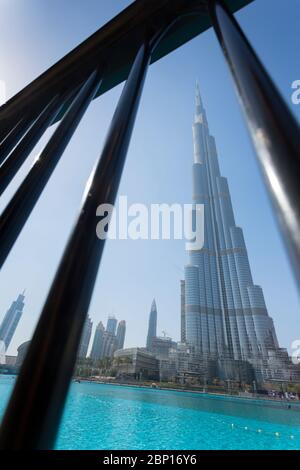 Der Burj Khalifa vom Palast in der Innenstadt, Dubai, Vereinigte Arabische Emirate, Naher Osten Stockfoto