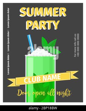 Cocktail Party Feier Flyer mit Mojito, Vektor-Illustration Stock Vektor