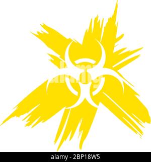Die Grafik zeigt ein Symbol für biologische Gefahrenstoffe mit Grunge-Hintergrund. Die Abbildung ist perfekt für grafische Designs im Zusammenhang mit Pandemien, Epidemien und vir Stock Vektor