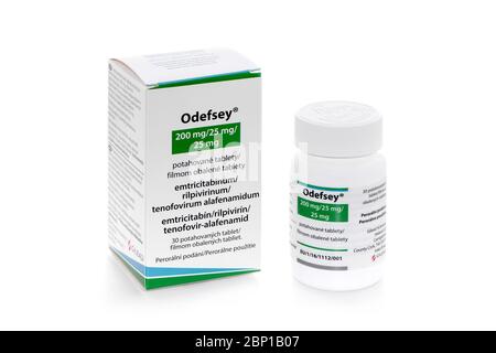 Isoliertes Paket mit Odefsey-Behandlung Stockfoto