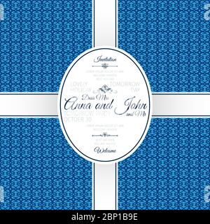 Einladungsschablone Karte mit blauem geometrischen Muster, Vektorgrafik Stock Vektor