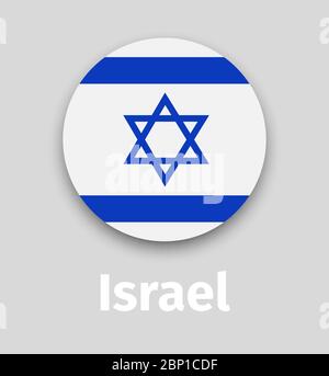 Israel-Flagge, rundes Symbol mit Schatten isoliert Vektor-Illustration Stock Vektor