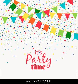 Spaß Karneval Girlanden mit Fahnen isoliert auf weißem Hintergrund mit Polka Punkt Konfetti für Party-Design Stock Vektor