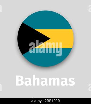 Bahamas-Flagge, rundes Symbol mit Schatten-isolierter Vektorgrafik Stock Vektor