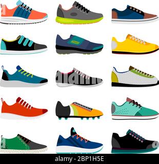 Sneakerschuh. Athletische Sneaker Vektor-Illustration, Fitness-Sport-Shop Schuhkollektion isoliert auf weißem Hintergrund, Vektor-Illustration Stock Vektor